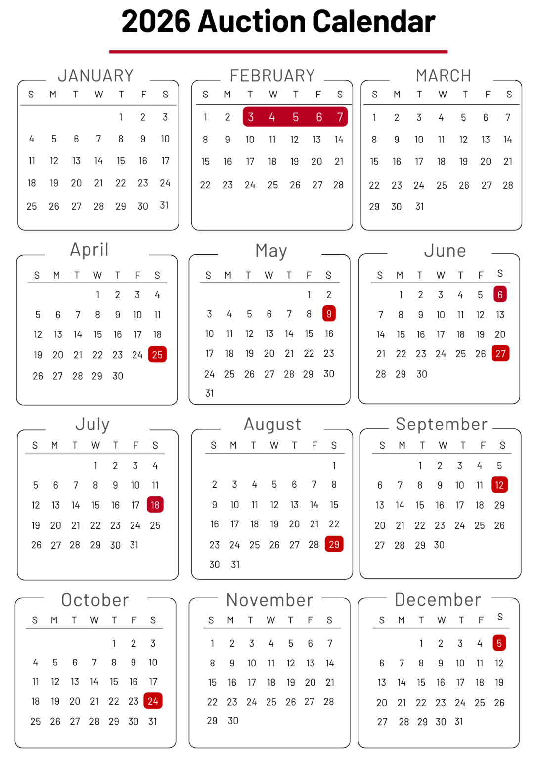 Auction Calendar | Rhythm Auctions